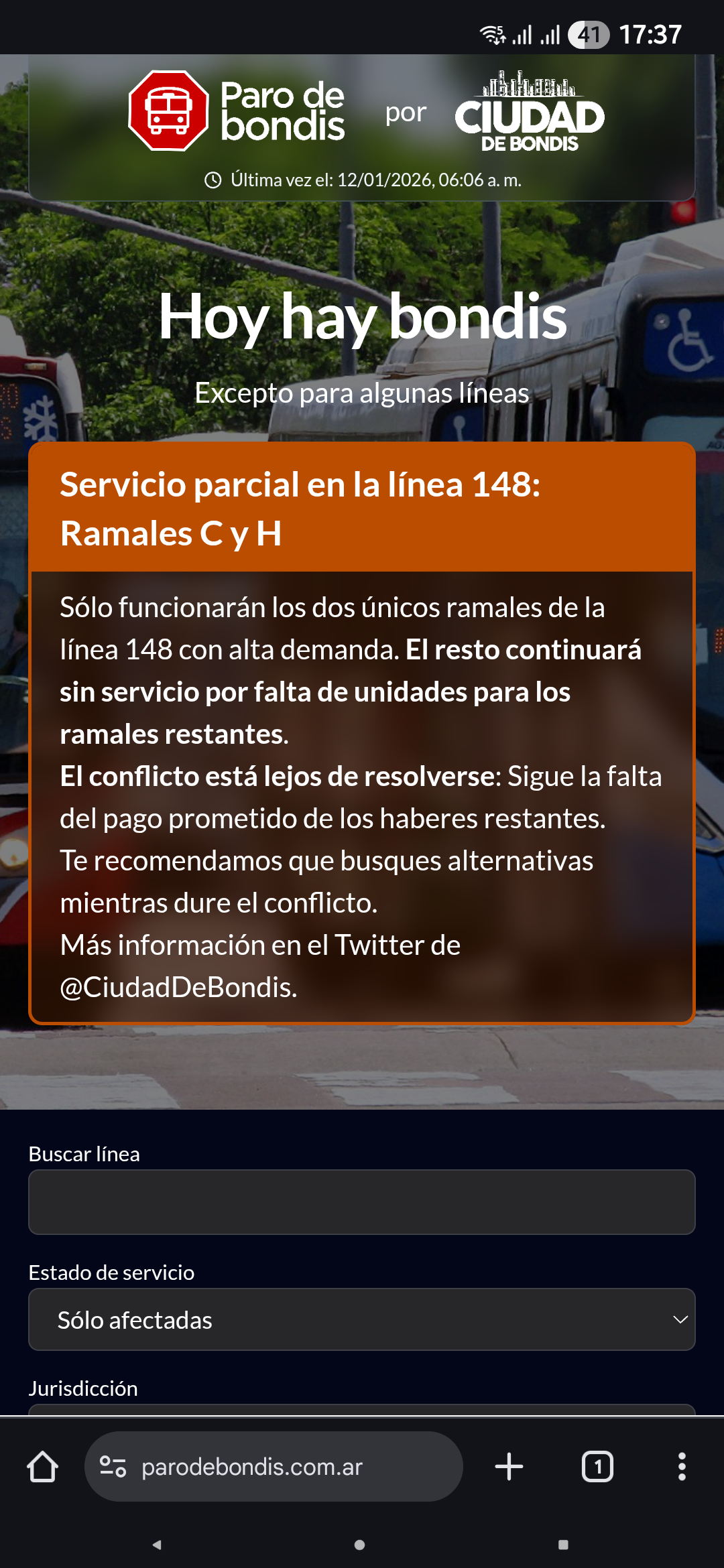 Main status with alerts.