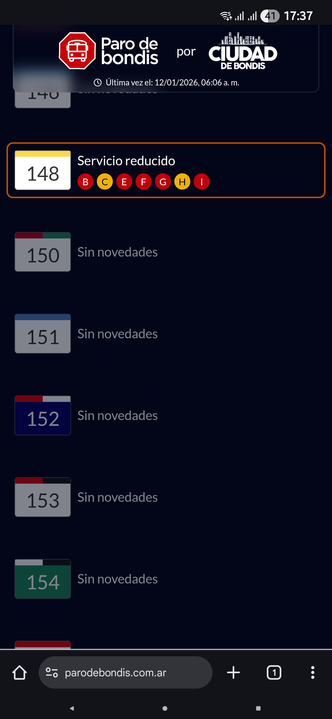 Lines with the current status and details.